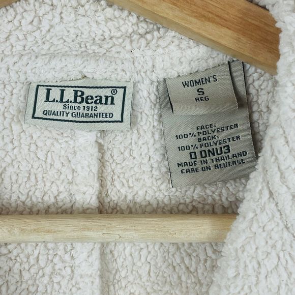 L.L. Bean Vintage Beige Faux Shearling Synthetic Fleece Lined Vest Womens Small - Picture 6 of 6